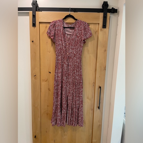 Wine and Ivory dot midi dress - Picture 4 of 10